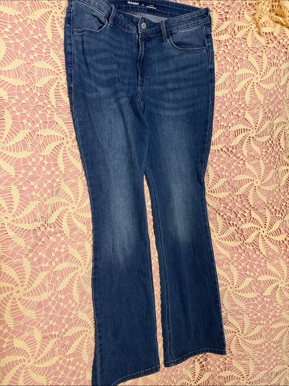 Old Navy Women's Dark Blue Wide Leg Jeans